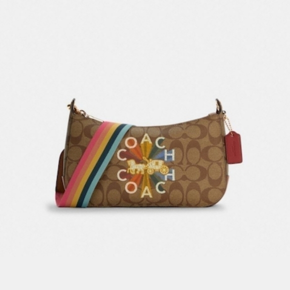 coach Jes Baguette In Signature Canvas With Coach Radial Rainbow NWT - Picture 1 of 10